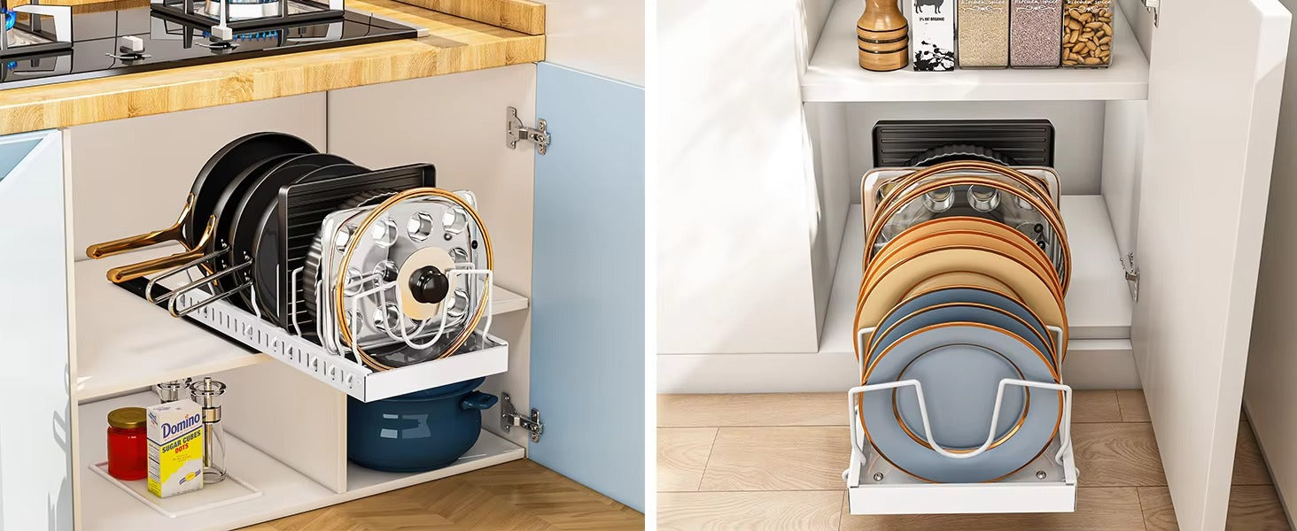 Pots and Pans Organizer Under Cabinet