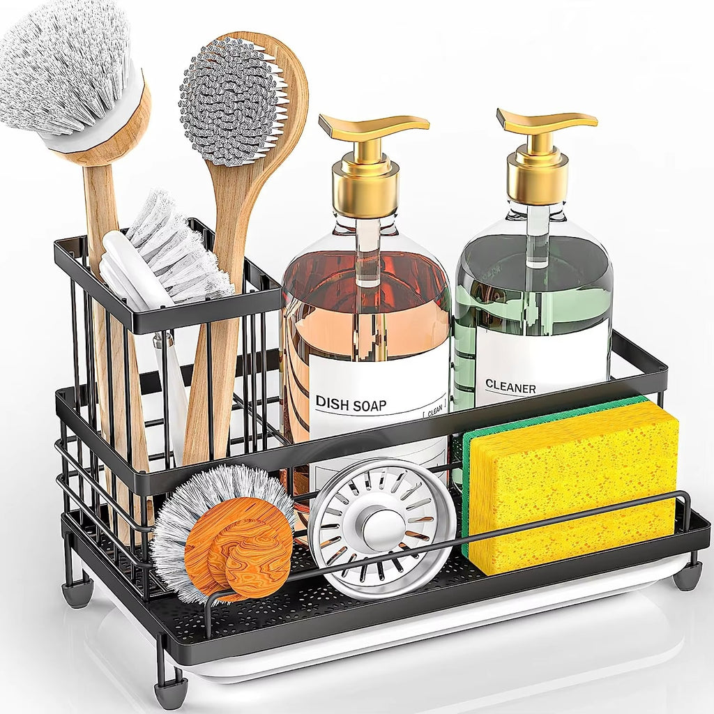 Sink Caddy Sponge Holder Organizer with High Brush Holder