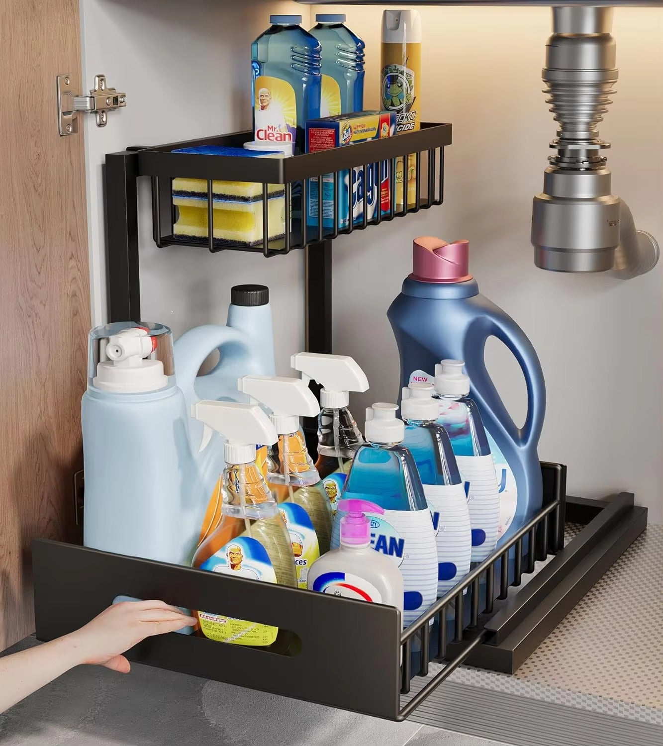 2 Pack Metal Under Sink Organizers and Storage