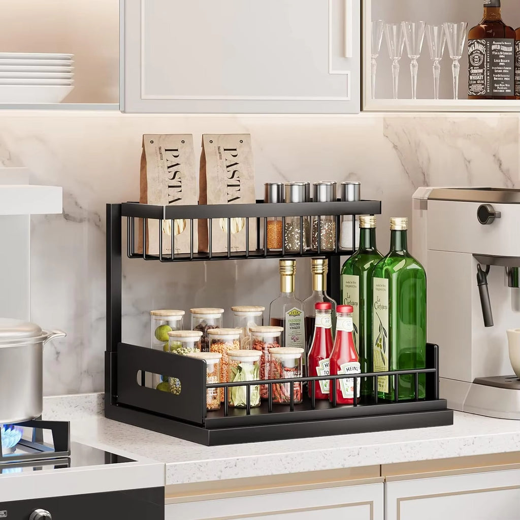 2 Pack Metal Under Sink Organizers and Storage