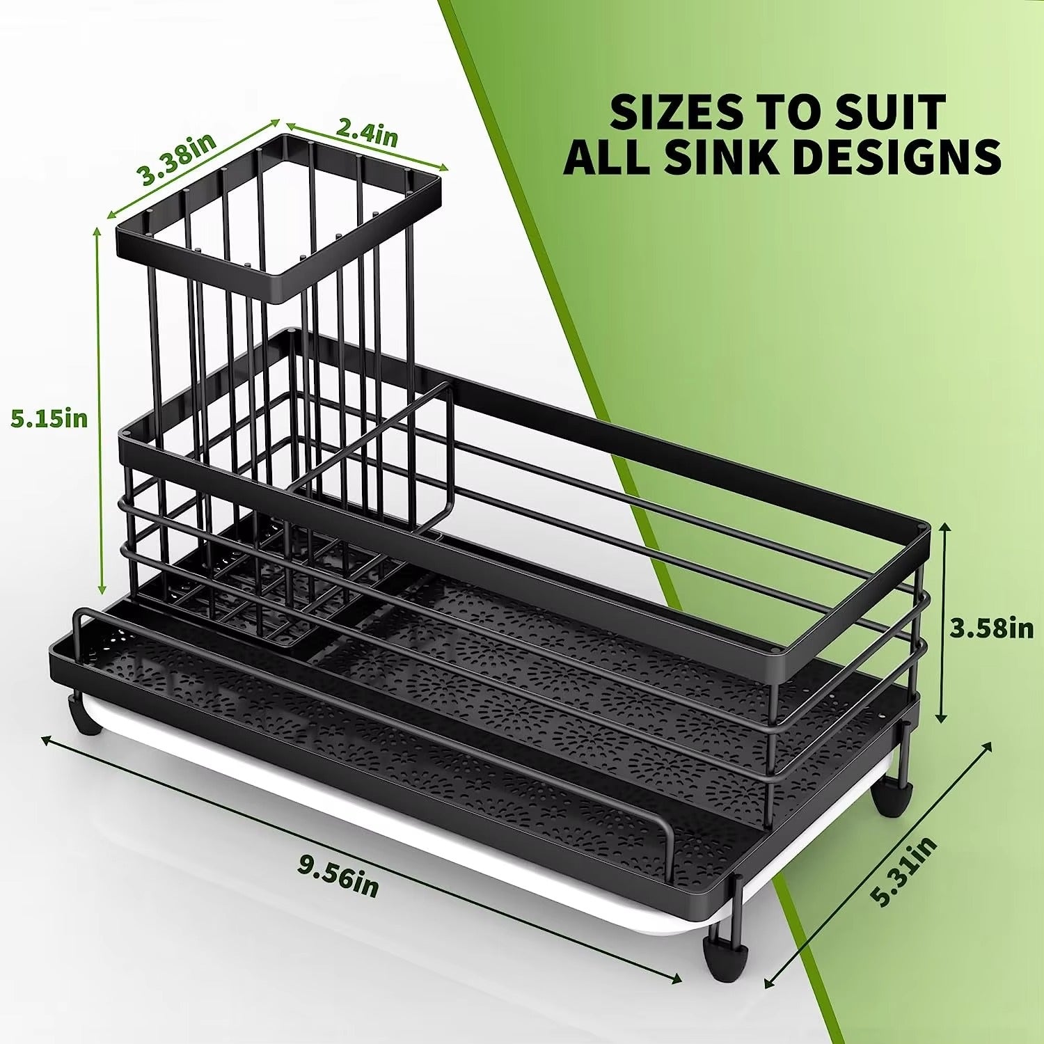 Sink Caddy Sponge Holder Organizer with High Brush Holder