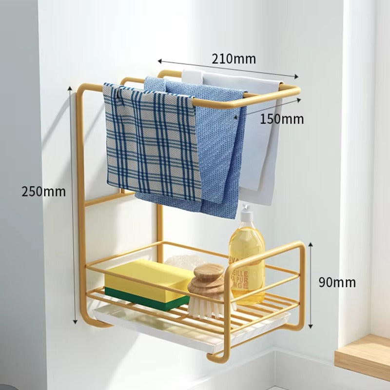 Sink Caddy Sponge Holder with Dishcloth Drying Rack