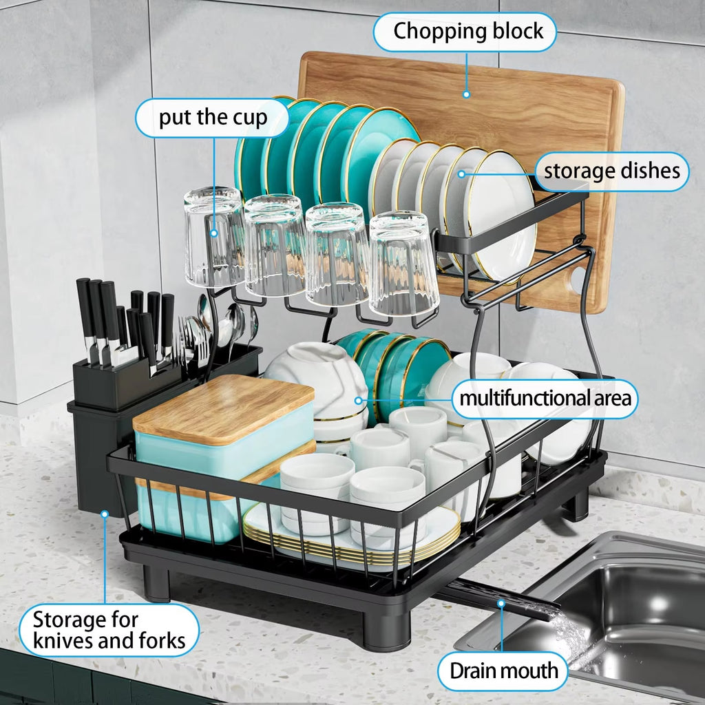 Detachable 2 Tier Dish Rack for Kitchen Counter