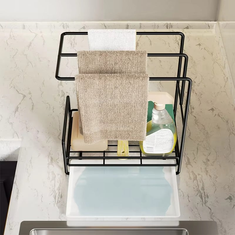 Sink Caddy Sponge Holder with Dishcloth Drying Rack