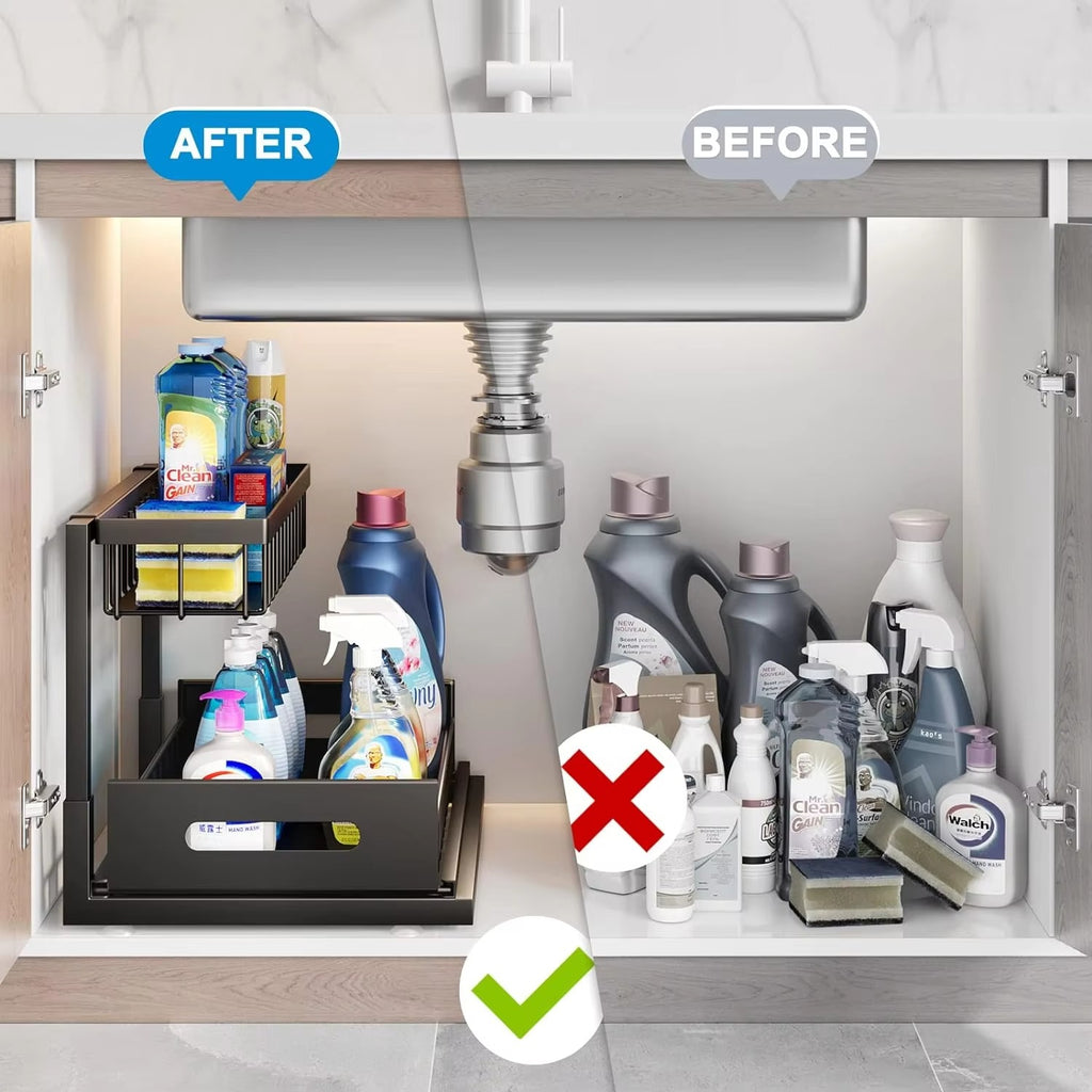 2 Pack Metal Under Sink Organizers and Storage