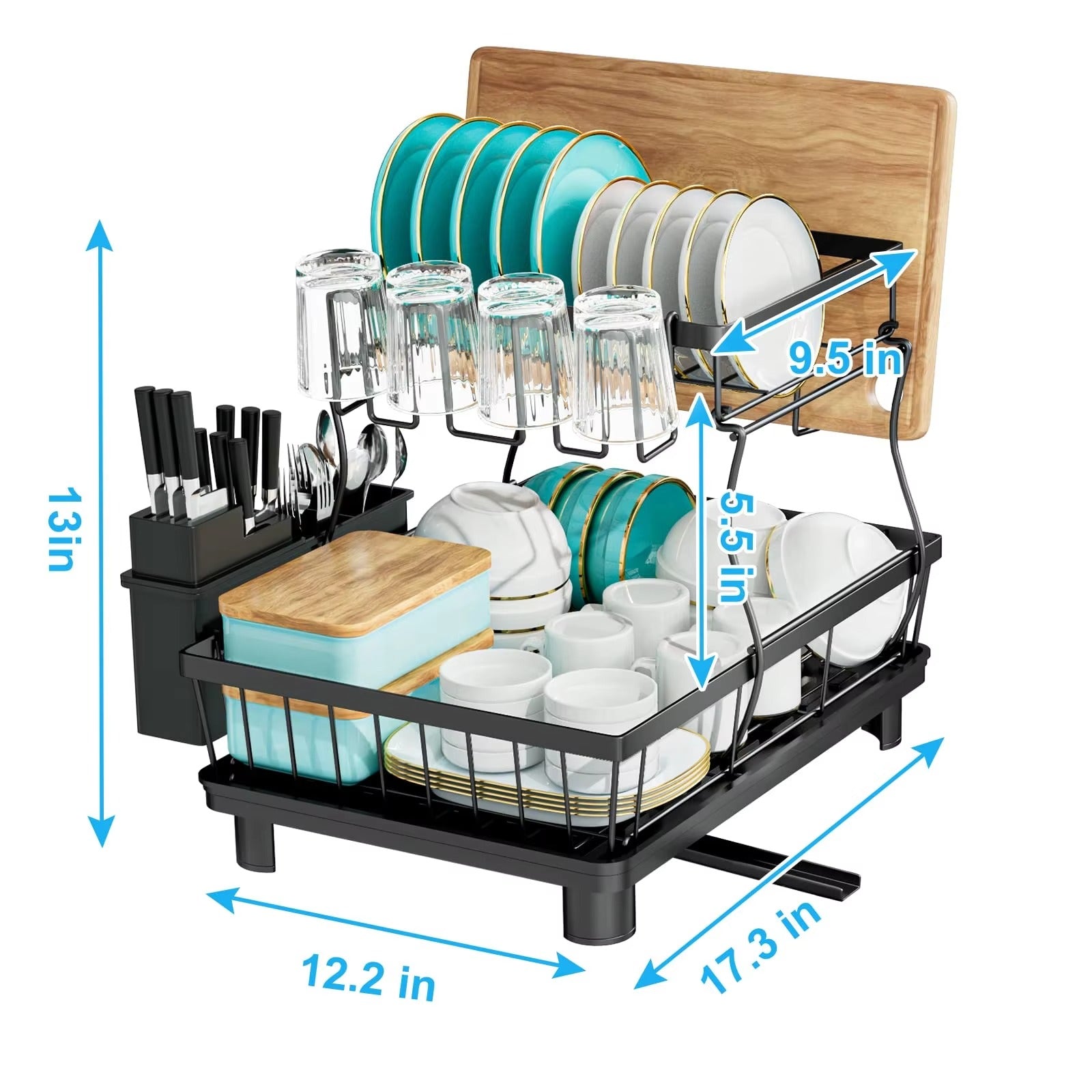Detachable 2 Tier Dish Rack for Kitchen Counter