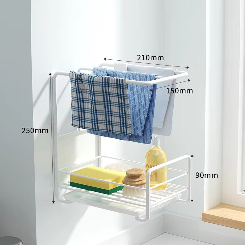 Sink Caddy Sponge Holder with Dishcloth Drying Rack