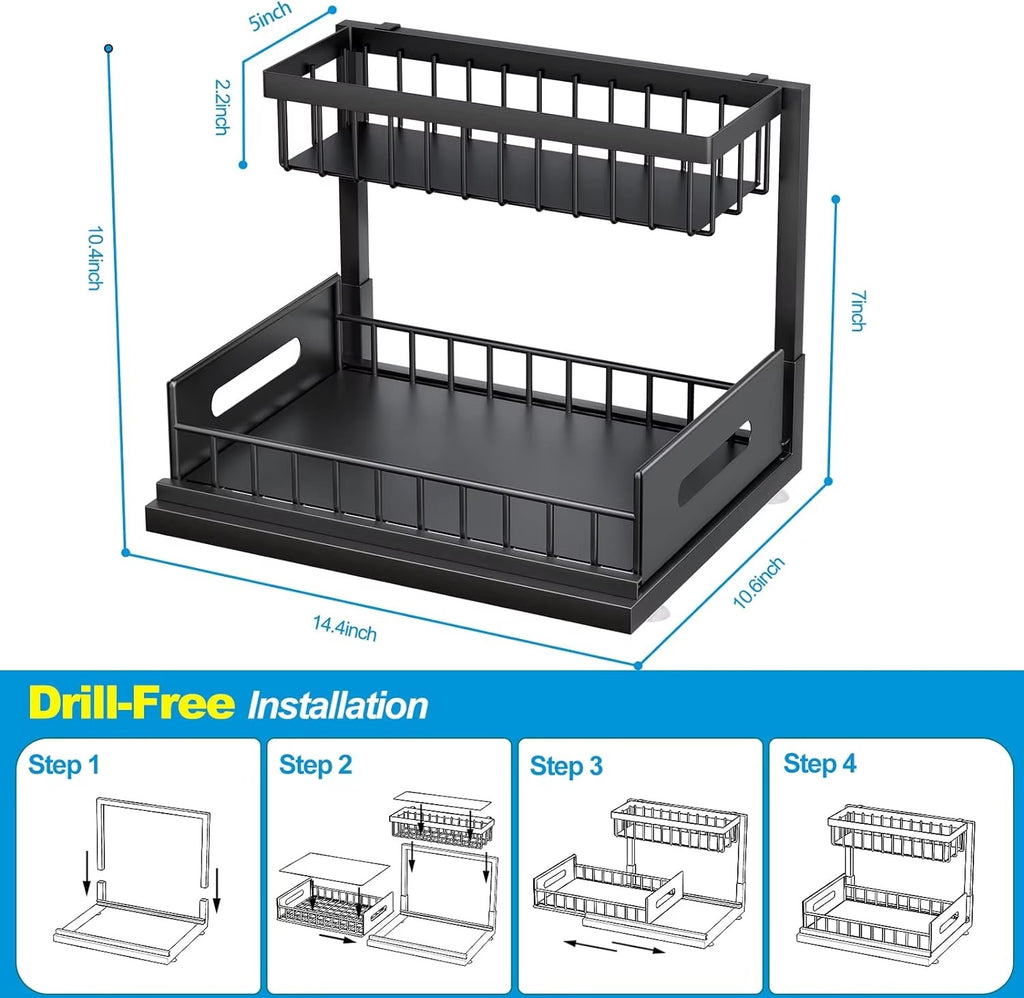 2 Pack Metal Under Sink Organizers and Storage