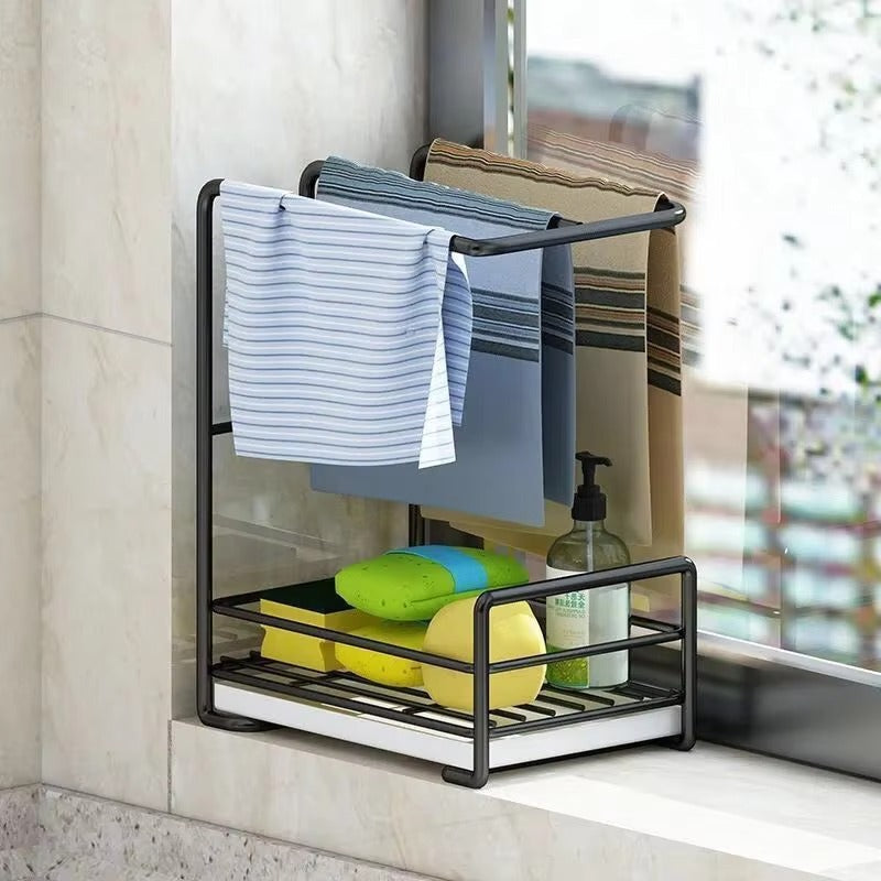 Sink Caddy Sponge Holder with Dishcloth Drying Rack