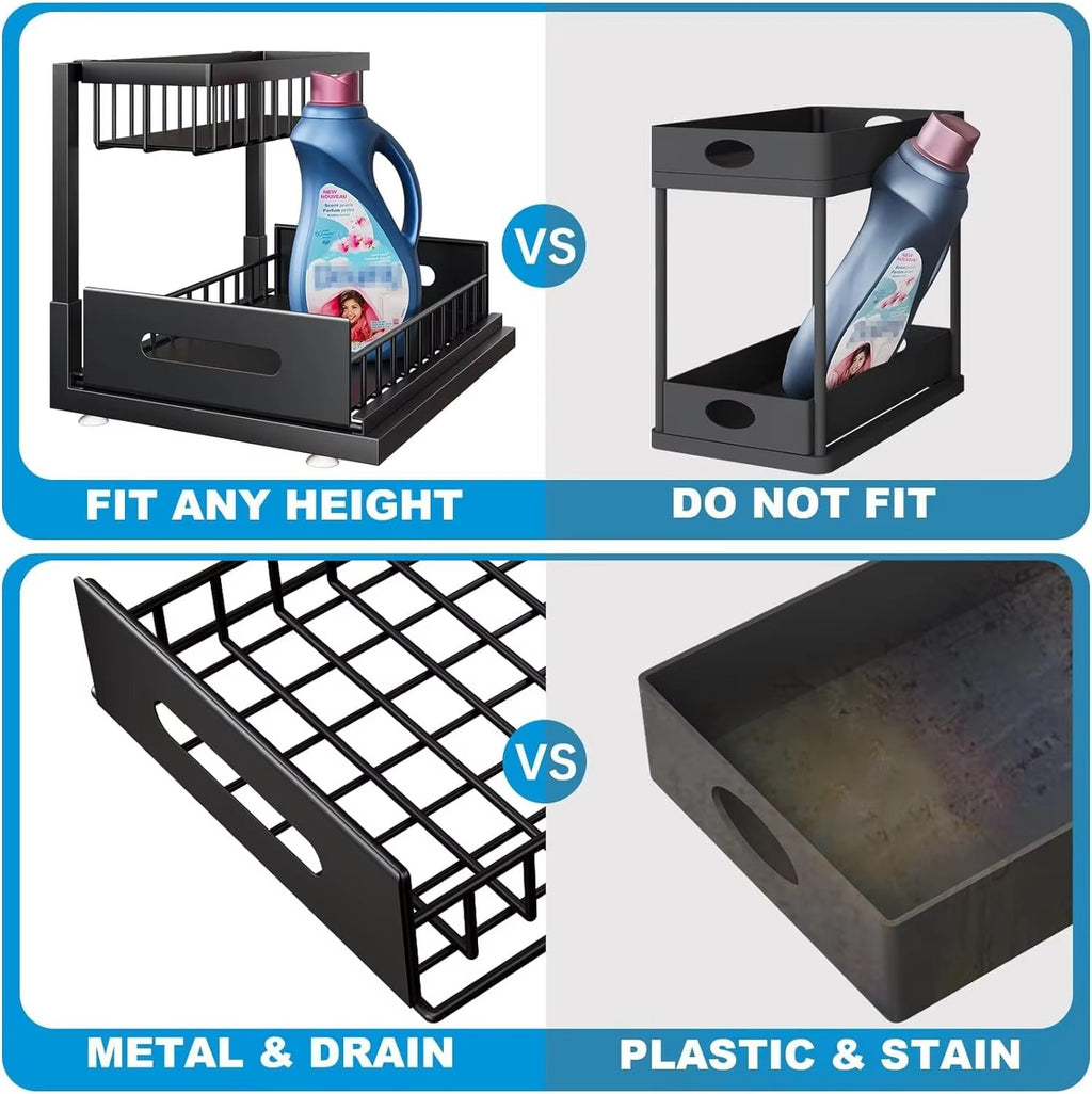 2 Pack Metal Under Sink Organizers and Storage